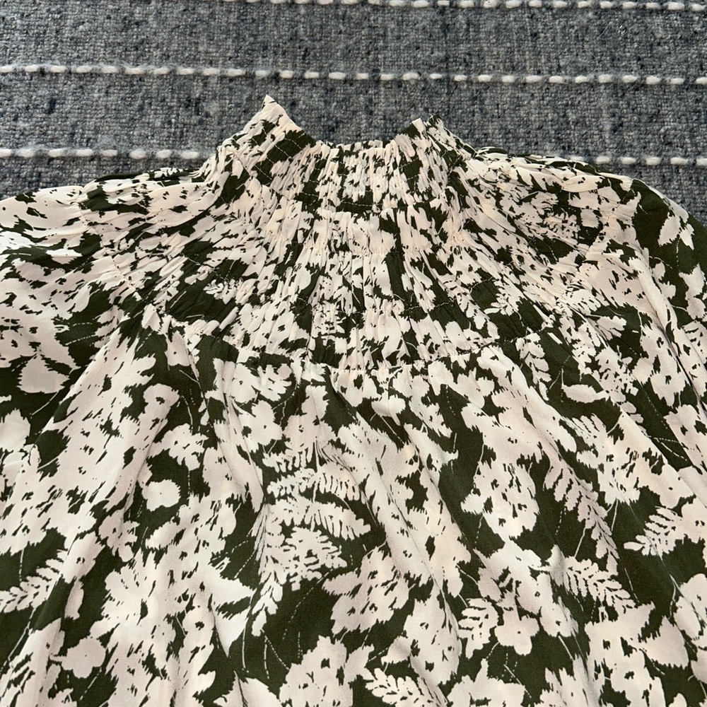 VILA Dark Green Cream Floral Tunic Dress M - Picture 5 of 6